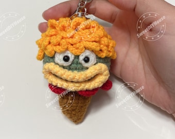 Unique Ice Cream Bag Keychain, Big Mouth Summer Holiday Pendant, Handmade Crochet Monster Keyring, Sausage Lips Charm, Key Fob,Gift for Him