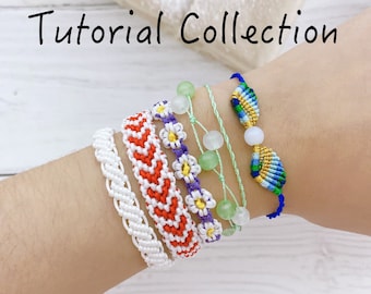 5 Friendship Bracelet Pattern,Macrame Bracelet Tutorial Bundle,Adjustable Handmade Braided Bracelet, Holiday Jewelry Pattern,Spring Armband