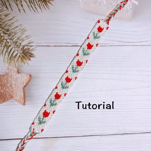 Tulip Macrame Bracelet Pattern, Adjustable Friendship Bracelet Pattern,Embroidery BFF Macrame Flower Bracelet Tutorial,Micro Macrame Pattern image 1