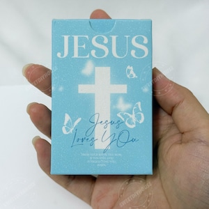 Baraja de cartas "Jesús te ama", 55 citas recordatorias diarias, versículos bíblicos, afirmaciones inspiradoras de las Escrituras cristianas, regalo para bautismo de Navidad.