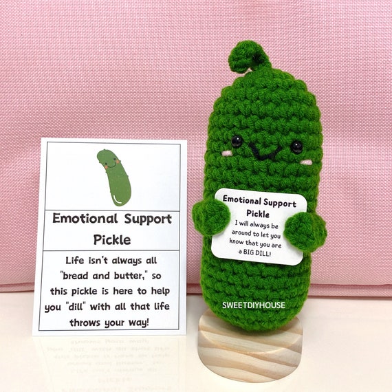 Handmade Emotional Support Pickled Cucumber Gift, Crochet Pickle Cucumber  with Positive Affirmation, Handmade Emotional Support Pickle, Gift for