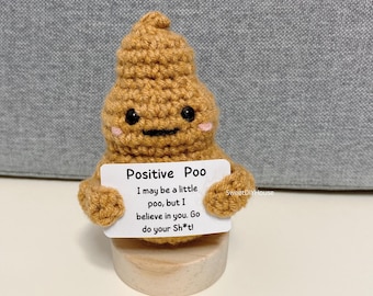 Positive Poo Emotional Support Pickle Wear Flower Hat, Handmade Crochet Funny Positive Poop Stress Toy, Christmas Gift Stocking Stuffers
