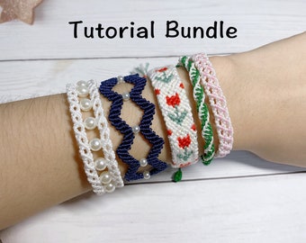 5 Friendship Bracelet Pattern,Macrame Bracelet Tutorial Bundle,Micro Macrame Pattern,Handmade Woven&Braided Bracelet,Spring Armband Pattern