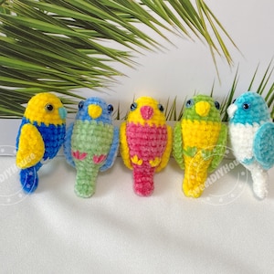 Llavero de pájaro de ganchillo, colgante de loro para bolso, llavero de periquito, peluche para amantes de los animales, dijes para bolso, hilo de terciopelo de chenilla.