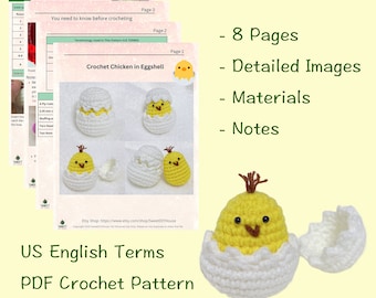 Crochet Chicken Pattern, Chick in Egg Crochet Pattern,Easter Egg Crochet Pattern,Basket stuffers,Easter Amigurumi Pattern,Easter Crochet Toy