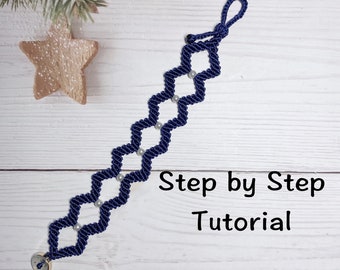 Macrame Bracelet Pattern with Adjustable Button Closure,Pearl Double Wave Bracelet PDF Tutorial,Handmade Friendship Bracelet Pattern