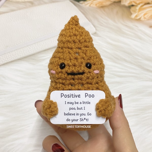 Funny Poo Desk Decor, Handmade Crochet Poo, Cute Positive Poop Stress Toy, Happy Shit Weird Stuff, Boyfriend Birthday Gift, Coworker Present