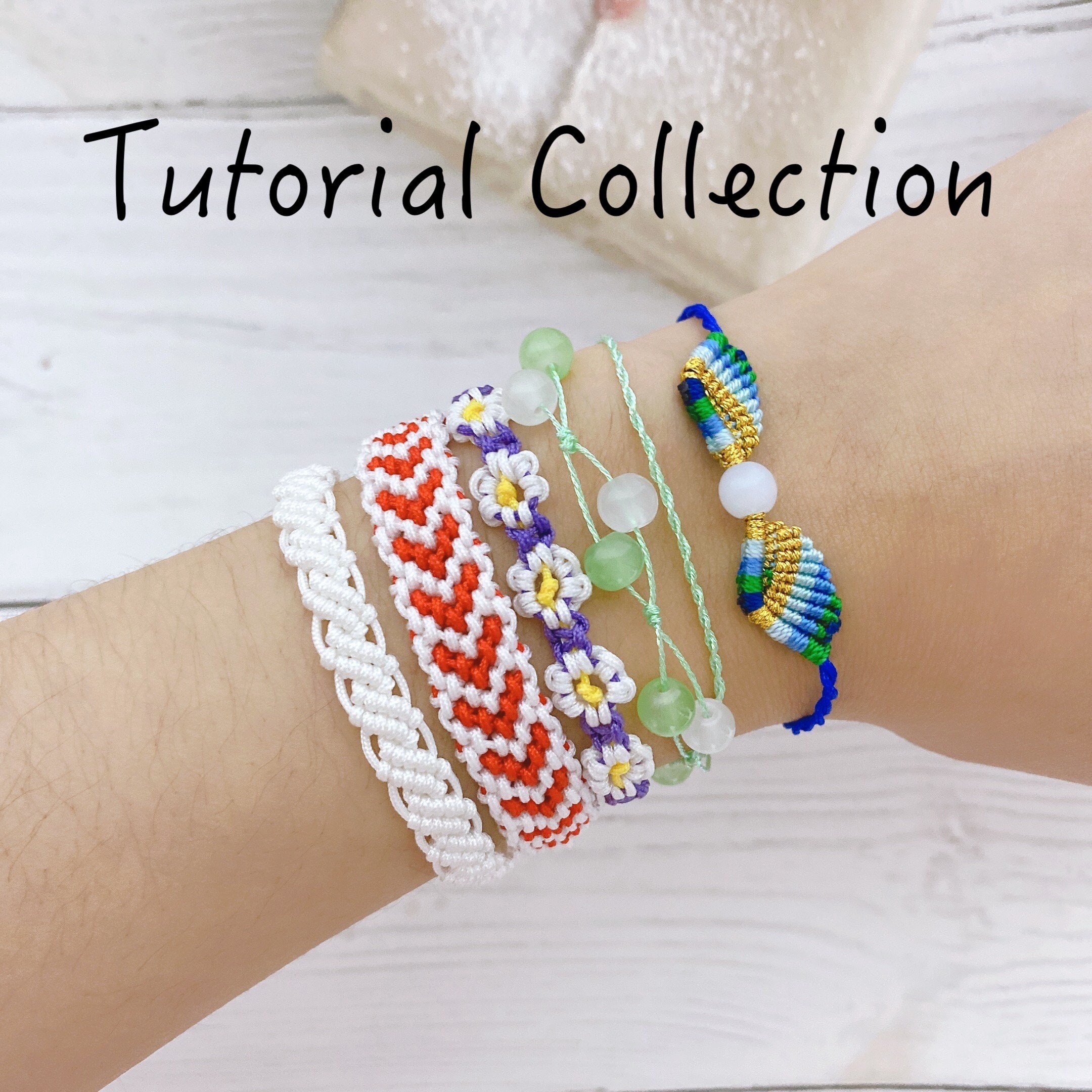 5 Friendship Bracelet Pattern,macrame Bracelet Tutorial Bundle,adjustable  Handmade Braided Bracelet, Holiday Jewelry Pattern,spring Armband -   Denmark