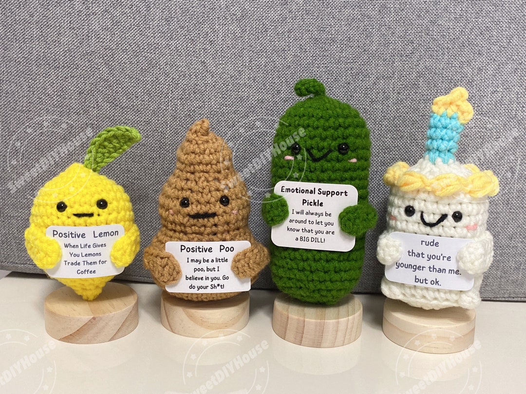 Handmade Emotional-Support Pickled Cucumber Gift, Crochet Emotional Support  HOT- 