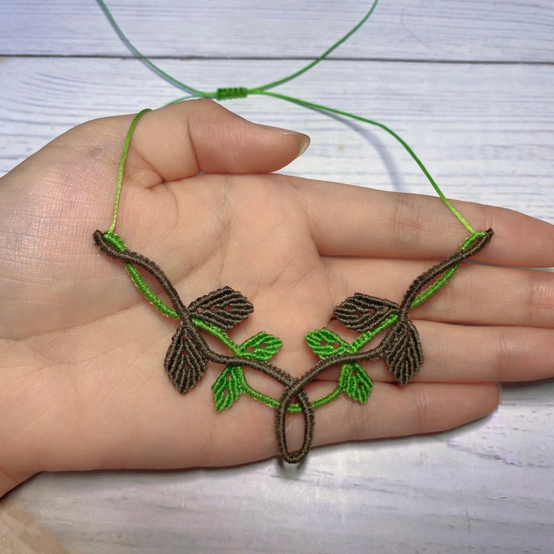 macrame leaf necklace choker