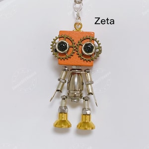 Unique Steampunk Robot Keychain, Handmade Wooden Robot Keyring, Mini Punk Robot, Bag Charm for Friend Birthday,Retro Men Mechanical Ornament