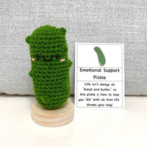 Emotional Support Pickle Pals,Handmade Crochet Pickle Plush,Funny Comfortable Pickle,Stuffed Fidget Worry Ball,Knit Worry Wart Amigurumi