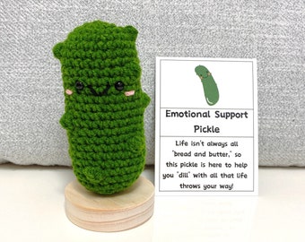 Emotional Support Pickle Pals,Handmade Crochet Pickle Plush,Funny Comfortable Pickle,Stuffed Fidget Worry Ball,Knit Worry Wart Amigurumi