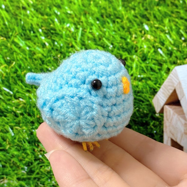 Handmade Tiny Crochet Bird, Bird Keychain,Cute Stuffed Animal Desk Pet,Car Rear View Mirror Hanging,Baby Shower Nursery Decoration,Bag Charm