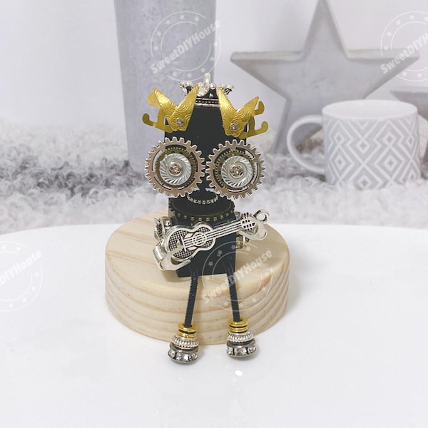 Wooden Steampunk Robot, Handmade Funny Robot Toy, Unique Steampunk Home Decor, Robotic Sculpture Gift, Mechanical Accessory, Office Figurine