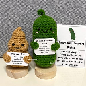 Emotional Support Pickle With Positive Affirmation, Pick Me Up, Crochet Pickled Cucumber, Gift for Coworker Leaving, Kind Of A Big Dill