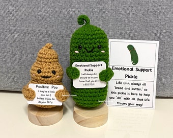 Cornichon pour soutien émotionnel avec affirmation positive, Ramassez-moi, Concombre mariné au crochet, Cadeau pour le départ d'un collègue, Sorte de gros aneth