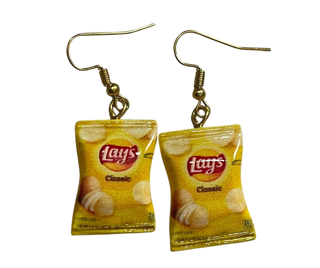 Bags of Potato Lays Chips Earrings Mini Simulation Potato Chips Drop Earrings Etsy