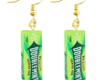 Women's Doublemint Gum Earrings | Food and Snack Earrings | Mint Chewing Gum Earrings | Girl's Food Jewelry