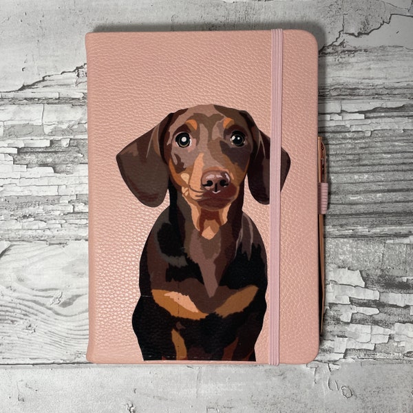 Custom Notebook Of Your Pet, Includes Pen and Refills, Add A Name, Personalised Gift, Dog, Portrait, Birthday, Anniversary, Valentines Gift