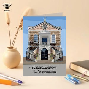 Biglietto di nozze Guildhall Registry Office, Poole, Dorset, paesaggio, regalo di coppia, per partner, moglie, marito