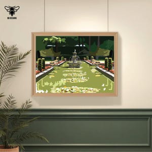 コンプトン・エーカーズのアートプリントまたはグリーティングカード、ドーセットの風景、デジタルイラスト、額装プリント、ウォールアート、地元の特別なギフト