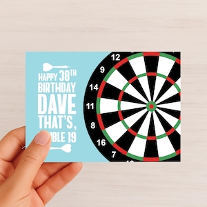 Verjaardagskaart darten | Gepersonaliseerde dartbordwenskaart | Grappige verjaardagskaart darter | Sportliefhebberkaart | Personaliseren