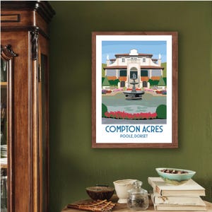 Compton Acres, reisposter, reisdecor, reisafdruk, landschapskunst aan de muur, stadsposters, cadeau-idee, Poole, Dorset
