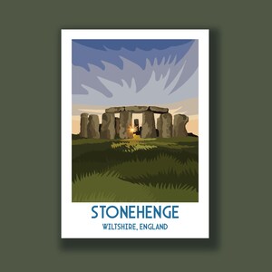 Stonehenge, affiche de voyage, décoration de voyage, impression de voyage, art mural paysage, affiches de la ville, idée cadeau, Wiltshire