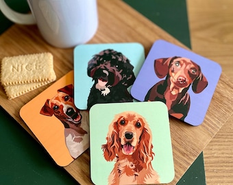 Dog Coasters, Choose Which Dog Breed You Want, Set Of Coasters, Drink Mats, Placemats, Pets, Doggy Portraits
