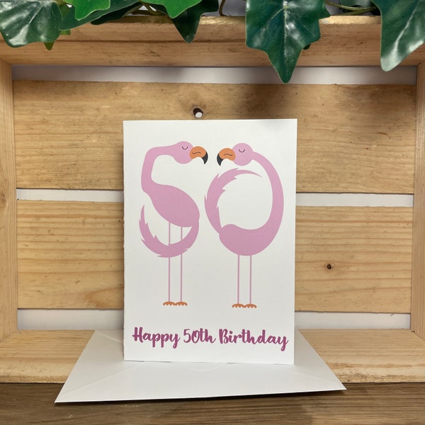 Tarjeta Flamingo 50, personalízala con un mensaje