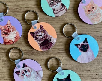cat Keyrings, Choose Which cat Breed You Want, Keychains, Souvenir, Pets, cat Portraits