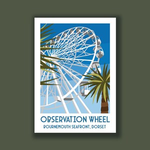Bournemouth Observation Wheel, Riesenrad, Reiseposter, Reisedekor, Reisedruck, Landschaftswandkunst, Stadtposter, Geschenkidee, Dorset