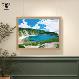 Lulvalent Cove, Kunstdruck, Digitale Illustration, Dorset, Wandkunst, Besonderes Lokales Geschenk