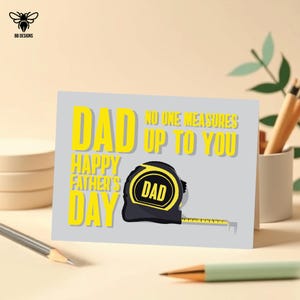 DIY papa, ruban à mesurer, carte de fête des pères, joyeuse fête des pères, intérieur personnalisé avec un message