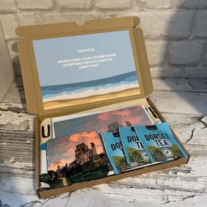 Dorset-cadeauset, notitiekaarten, onderzetter, draagtas, theezakjes, speciaal cadeau,