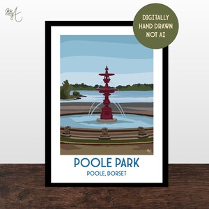 Poole Park, Dorset Vintage Travel Poster, Retro style Railway Prints, Wall Art, City Prints