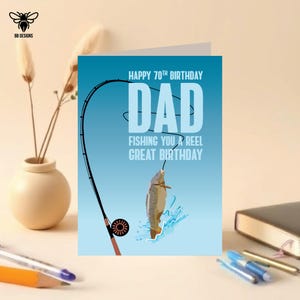 Pêche, carte d'anniversaire poisson amusante, à personnaliser avec son nom et son âge, à personnaliser avec un message imprimé à l'intérieur !