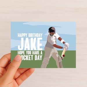 Cricket Birthday Card | Funny Personalised Cricket Player Card | Bowler & Batsman Greeting | Personalised With A Name And Age