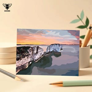 Old Harry Rocks, Notizkarte, Personalisieren, Dorset, Geburtstag, Jubiläum, Danke, perfekt für jeden Anlass