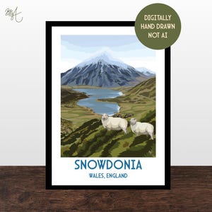 Snowdonia, UK Vintage Travel Poster, Retro style Railway Prints, Wall Art