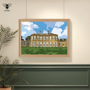 Upton House, Poole, Art Print, Mounted, Digital Illustration, Drawing, Dorset, Wall Art, Special Local Gift