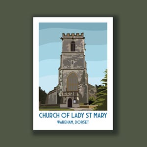 Wareham Kirche, Reiseposter, Reise-Dekor, Reise-Druck, Landschaftswandkunst, Stadtposter, Geschenkidee, Dorset