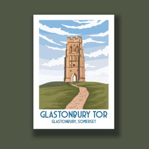 Glastonbury Tor, poster de voyage, décoration de voyage, impression de voyage, art mural paysage, affiches de la ville, idée cadeau, Somerset