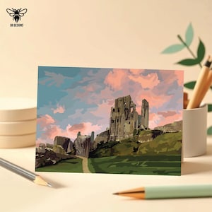 Château de Corfe, carte de correspondance, à personnaliser, Dorset, anniversaire, anniversaire, merci, parfait pour toute occasion