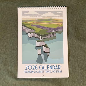 2026 Calendar, Featuring Dorset Travel Posters, Digitally Hand Drawn, Landscapes, Handmade In Dorset, Gift, Present, Monthly Calendar