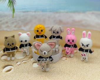 PACK PDF AMIGURUMI|| Modèle au crochet kpop skzoo pour enfants errants