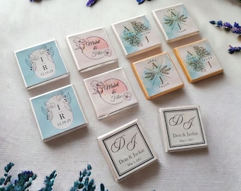 Wedding Chocolate Favors, Custom Milk and Dark Chocolate, Engagement Chocolate