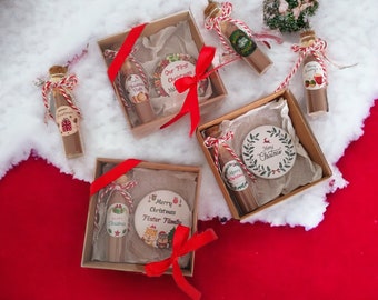 Christmas gift box, hot chocolate tube, cap opener,  hot chocolate with marshmallow, personalised gifts, happy holidays