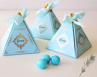 Eid Favor Boxes, Ramadan Favors in Bulk, Ramadan Gift For Guest and Kids, Personalized Pyramid Box, Muslim Gifs, Eid Muabrek